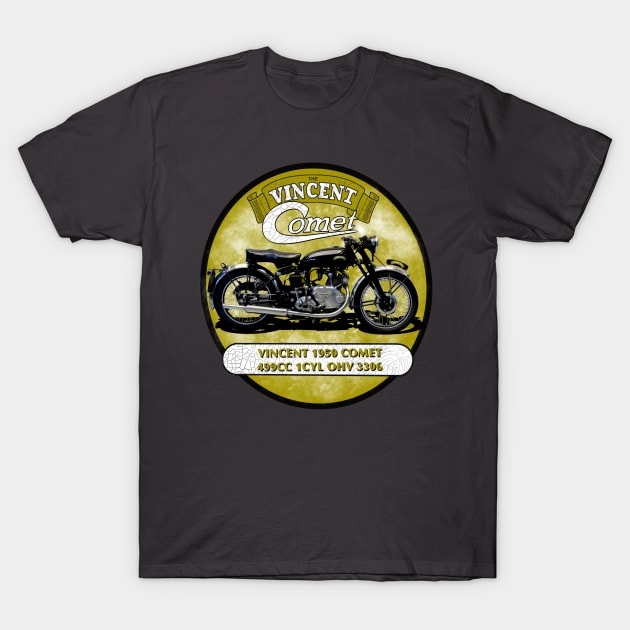 1950 500cc Comet Classic Motorcycle 1CYL OHV T-Shirt by MotorManiac